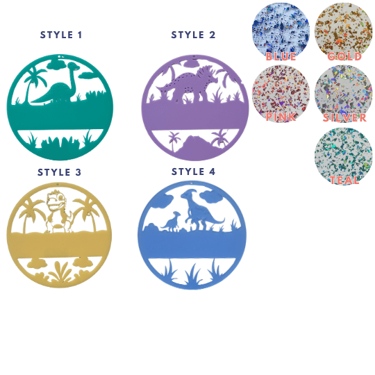 Dinosaur Name Plaque Glitter Flakes Colour