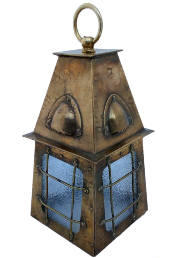 Arts and Crafts Caged Brass Hall Lantern Antique circa 1910