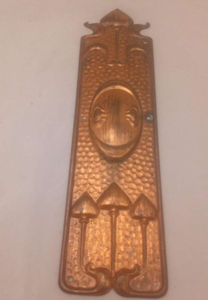 Art Nouveau Pressed Copper Finger Plate Original Antique circa 1900