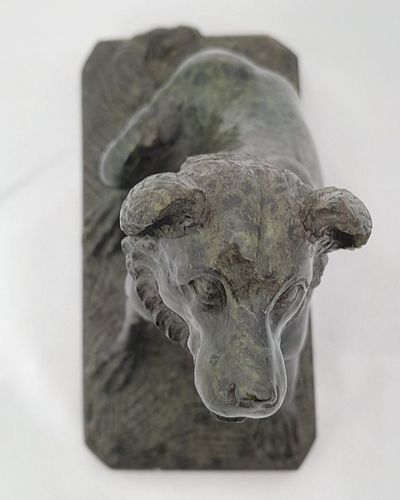 An antique Grand Tour memento serpentine marble sculpture or statue of Jenning's  Dog, Duncombe's dog, Molossian Dog or Hound of Albiciades 19th century small scale model circa 1880  10cm L 5.7 cm W  10.8 cm H  0.387 kg