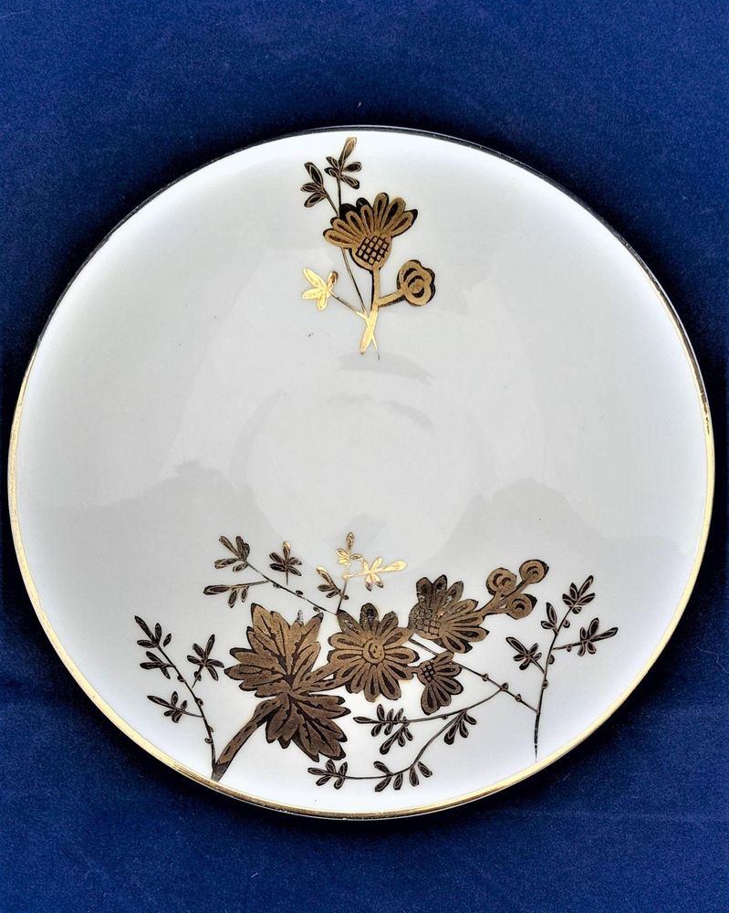 Wileman & Co Foley China pre-Shelley Porcelain Trio Cup Saucer & Plate - Victoria Shape decorated in the Gilded Aster Pattern 3980 Antique circa 1889