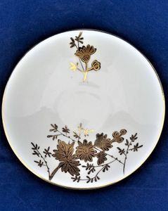 Wileman & Co Foley China pre-Shelley Porcelain Trio Cup Saucer & Plate - Victoria Shape decorated in the Gilded Aster Pattern 3980 Antique circa 1889