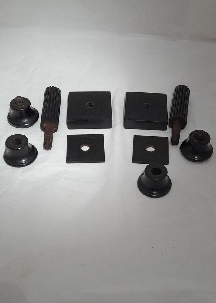 Pair of antique Edwardian Ebony ribbed Doric column wooden candlesticks 6 inches high circa 1905