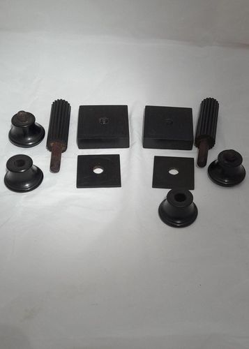 Pair of antique Edwardian Ebony ribbed Doric column wooden candlesticks 6 inches high circa 1905
