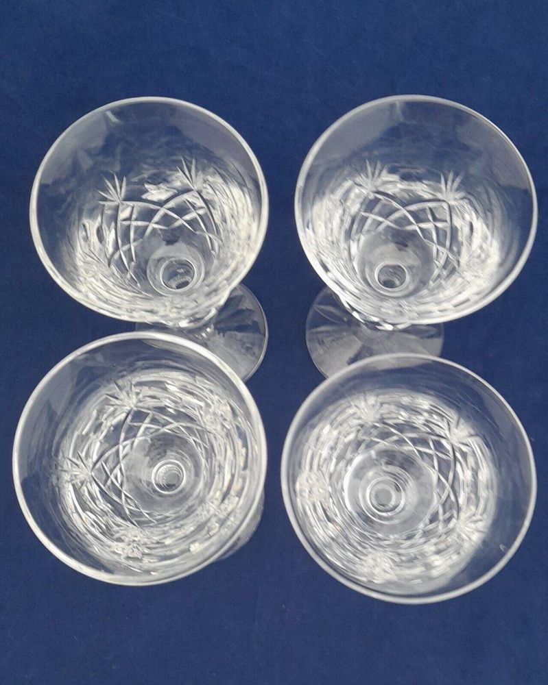 Four Cumbria Crystal Port or Sherry Glasses Keswick Pattern Hand Blown and Cut