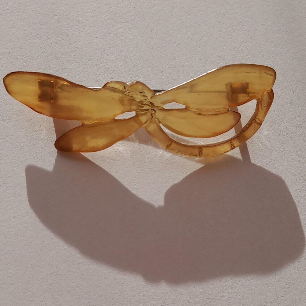 Antique Art Nouveau French Bull Horn Dragonfly Brooch by Georges Pierre c 1900