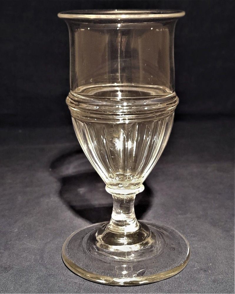 Antique Georgian Stemmed Wine Glass Panel Cuts Applied Pulley Rings circa 1780 - 1800 12.5 cm  100 ml capacity