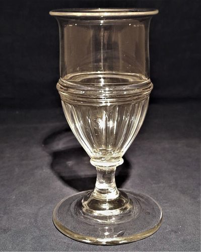 Antique Georgian Stemmed Wine Glass Panel Cuts Applied Pulley Rings circa 1780 - 1800 12.5 cm  100 ml capacity
