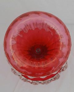 Antique Large Ruby Glass Table Centrepiece or Epergne Stand & Ruby Glass Trumpet circa 1880 - Applied crimped leaf & embossed daisy decoration 42cm High 2.4 kg