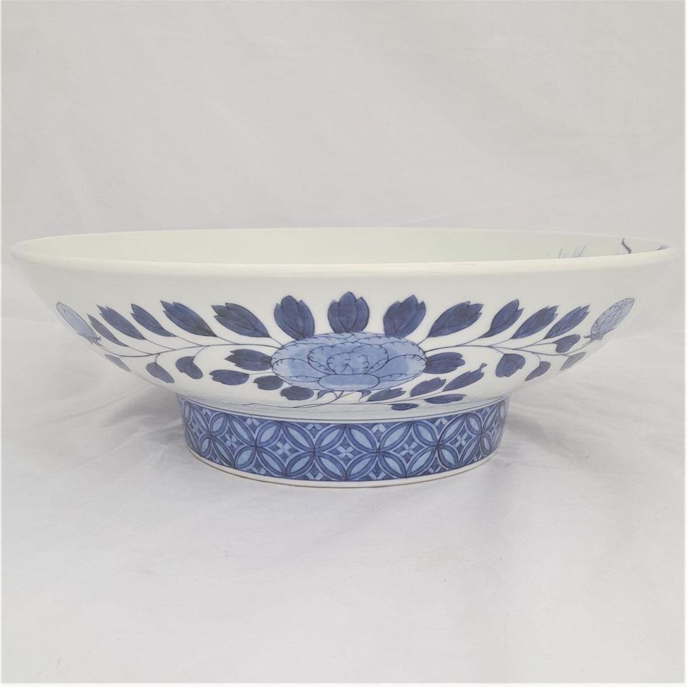 Antique Japanese Nabeshima Porcelain Bowl Painted Blue & White Prunus ...
