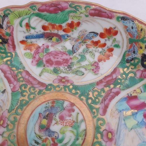close up 3 of the bird and butterfly cartouche on the saucer