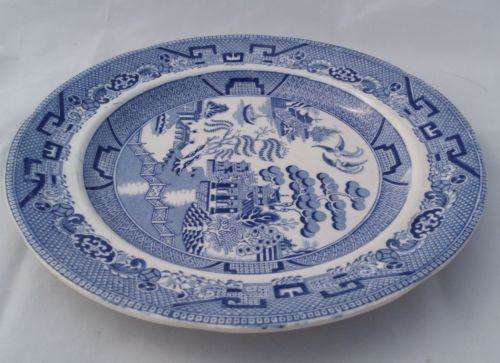 Antique William Ridgway Ironstone Blue and White Print Plate Willow Patt c 1840s