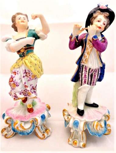Antique Porcelain Figurines Edme Samson Copies Bow 1765 Rococo Pair Late 19th C