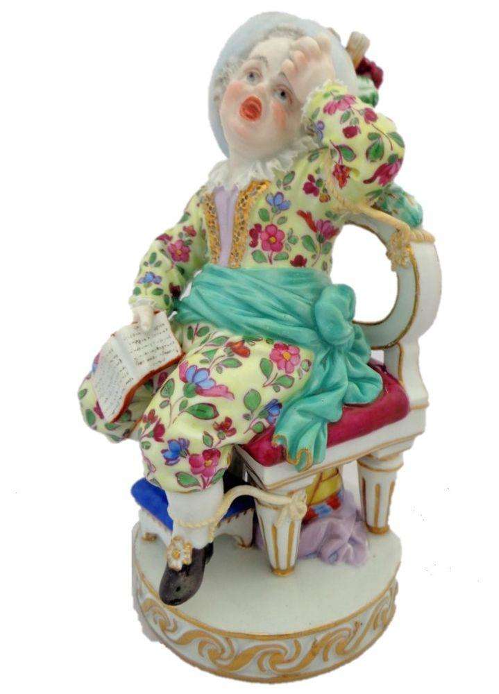 Meissen Porcelain Figurine Boy Tied to Chair M V Acier Model F49  Antique c 1880
