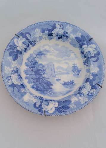 Wedgwood Landscape Series Sicilian Pattern Blue & White Soup Dish 19thC