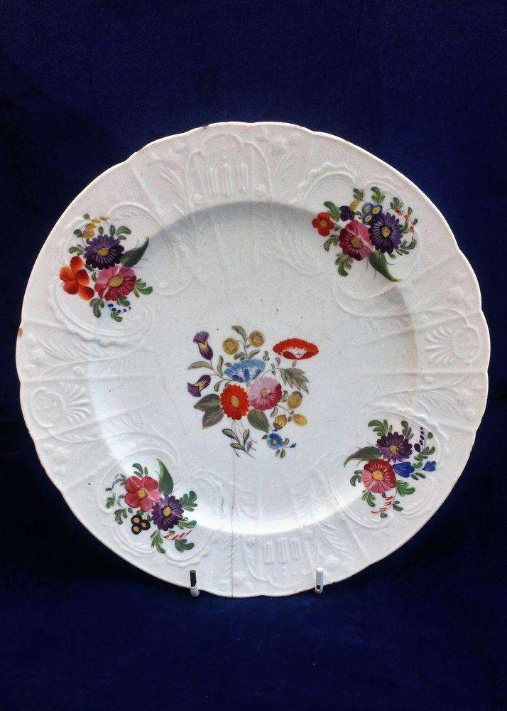 Coalport Porcelain Dulong Moulded Dessert Plate Painted Flowers Antique