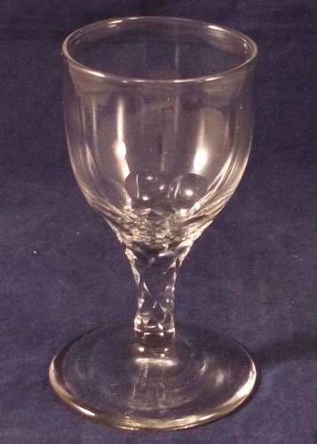 Georgian English Lead Glass Faceted Stem Wine Glass Antique circa 1800
