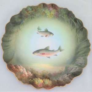 Antique Hand Painted Paragon China Plate Windermere Char Fish R.J Keeling c 1905