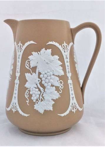 Dudson Sprigged Ale Jug with Hops Barley Grapevine Pattern Victorian c 1860