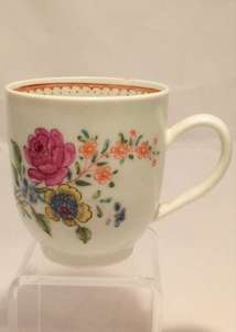 Liverpool Porcelain Coffee Cup Floral Spray Pattern Antique c 1760 Richard Chaffers