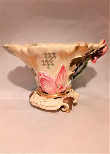 Royal Worcester Blush Ivory Earthenware Japanesque Libation Cup Aesthetic Movement James Hadley circa 1873