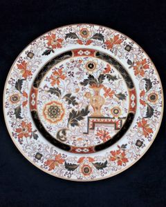 An antique Ashworth's real ironstone china dinner plate transfer prined and enamelled in the "Old Japan Vase" or Rayner pattern marked B3194 to the base circa 1865.