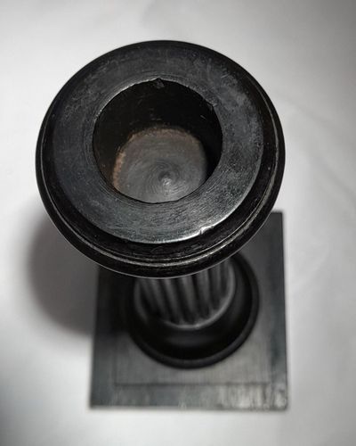 Pair of antique Edwardian Ebony ribbed Doric column wooden candlesticks 6 inches high circa 1905