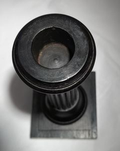 Pair of antique Edwardian Ebony ribbed Doric column wooden candlesticks 6 inches high circa 1905