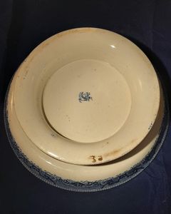 Antique Stone Ware Blue & White Transfer Printed Stilton Stand Willow Pattern circa 1850 27.3 cm diameter