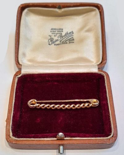 Antique Victorian - Edwardian 15ct Rose Gold Spiral Twist Stock Pin Bar Brooch circa 1900 - 3.2 g - ideal for conversion jewellery - neck mess or chain extender,  suffragette?