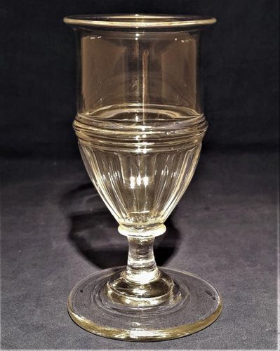 Antique Georgian Stemmed Wine Glass Panel Cuts Applied Pulley Rings circa 1780 - 1800 12.5 cm  100 ml capacity