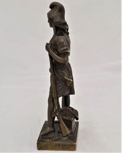 French Patinated Bronze Figure Allegory of Republican Freedom - Liberty Marianne By Pierre Jean David Of Angers - Antique circa 1850 15 cm high