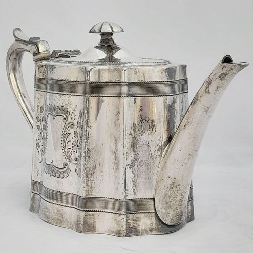 James Dixon silver plated Commode shaped EPBM tea pot engraved