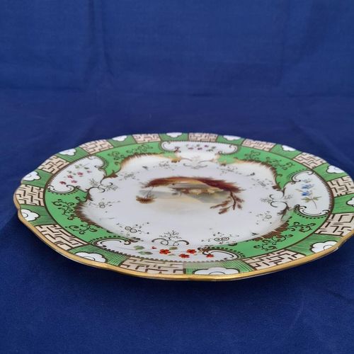 Edge view top - Antique Alcock Porcelain dessert plate - Pattern 2/2253 Topographical scene circa 1830