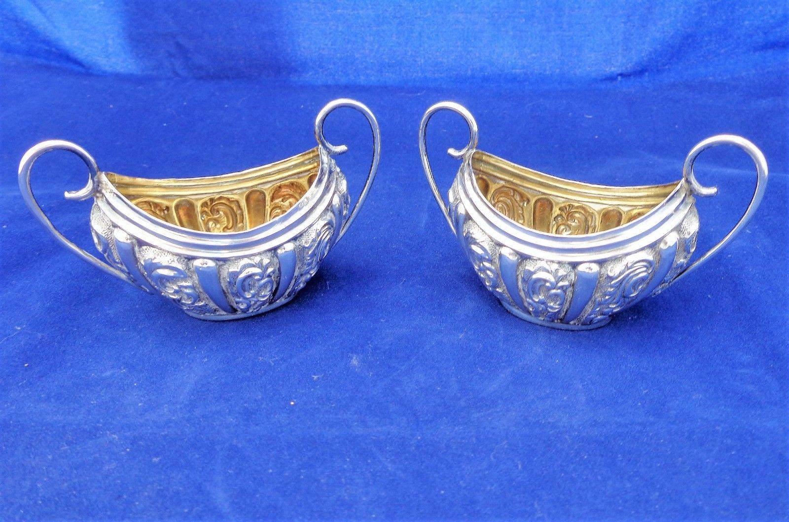 Antique Victorian Silver Boat Shaped Salts Two Handled HM Birmingham 1895 53g