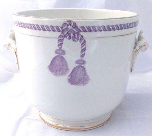 Antique Grimwades Winton Large Planter Jardiniere c 1910 Printed Mauve Tassel