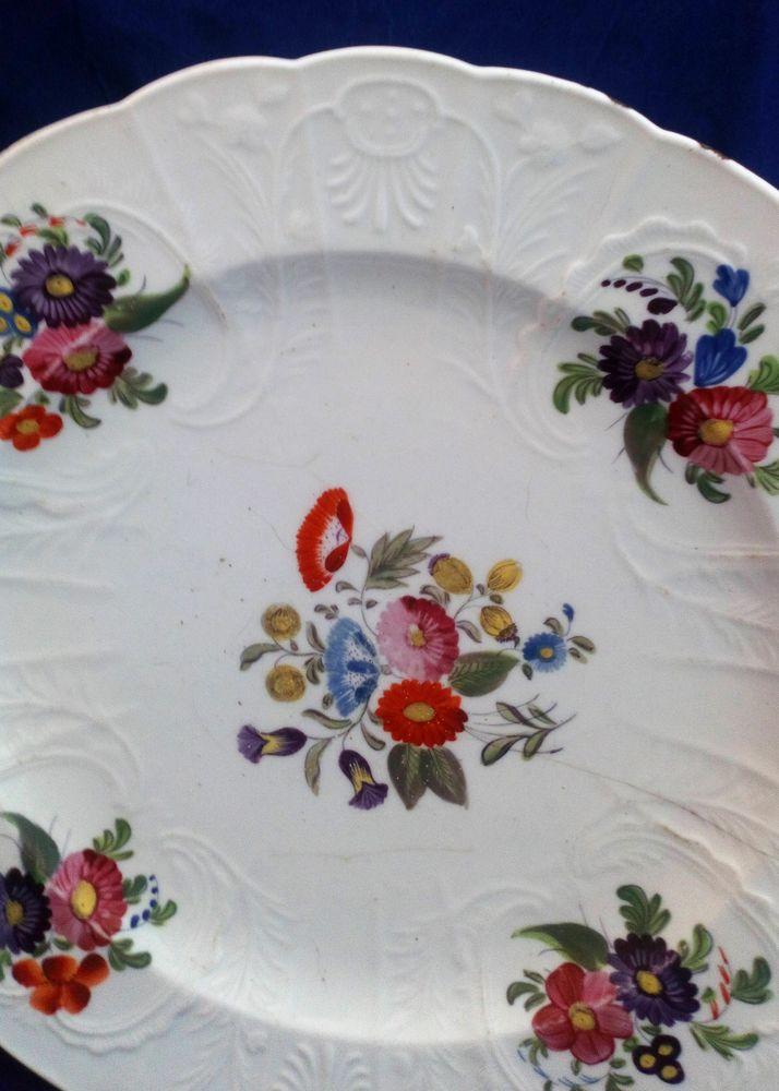 Coalport Porcelain Dulong Moulded Dessert Plate Painted Flowers Antique