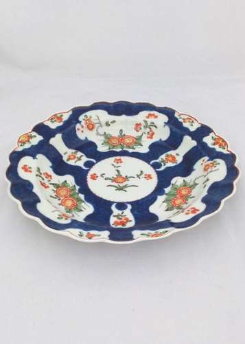 Worcester Porcelain First Period Blue Scale Dessert Plate c 1770