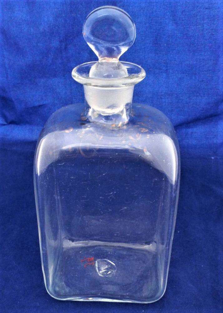 Georgian Dutch Type Glass Spirit Decanter Antique c 1800 Pinched Disc Stopper