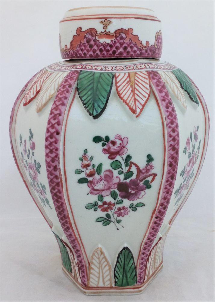 Chinese Style Porcelain Hexagonal Ginger Jar French Edme Samson Antique c 1890