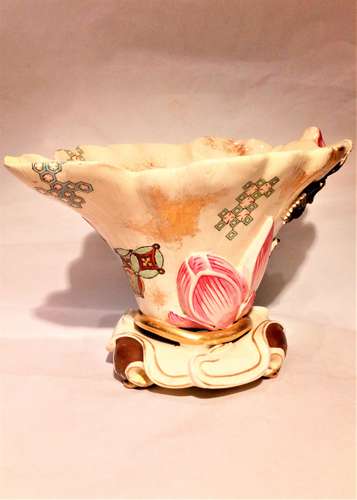 Royal Worcester Blush Ivory Earthenware Japanesque Libation Cup Aesthetic Movement James Hadley circa 1873