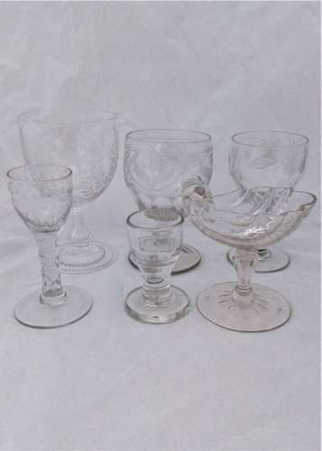 Antique Georgian Round Bowl Diamond Faceted Stem OXO Wine Glass circa 1780. This glass along with the others, which are being sold separately, shown in this images are a part of our personal collection that we have listed for sale.