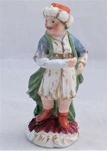 Antique Miniature Derby Porcelain Polychrome Enamelled Figurine of a Turk Incised No 3  circa 1770 As Found