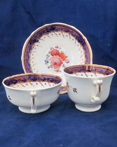 Antique Samuel Alcock Porcelain Trio Painted Flowers Tea Cup Coffee Cup & Saucer circa 1835 number 7