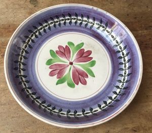 Antique Large Spongeware or Spatterware Low Bowl 14.5 inches in diameter 19th Century Possibly Scottish