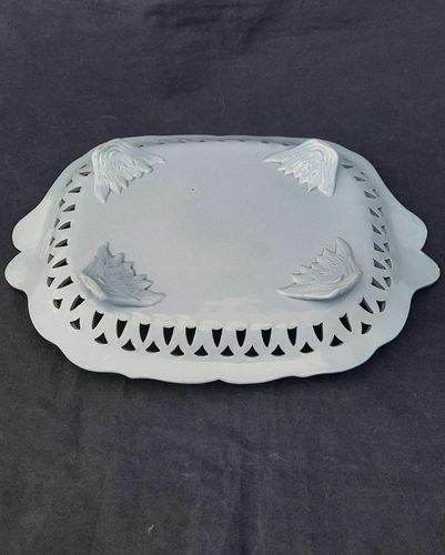 Antique William Ridgway & Co Pale Blue Earthenware Part Dessert Service circa 1830 - low relief moulded pierced and gilded with handles five pieces