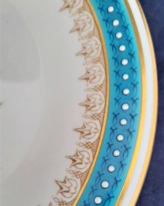 An antique Royal Worcester Porcelain Botanical Dessert Plate Heather Pattern number 8893 impressed date code 1904 Jewelled rim