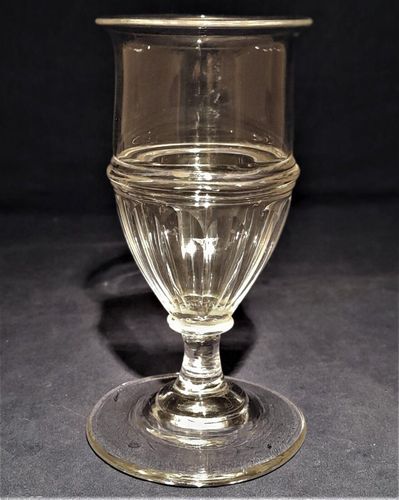 Antique Georgian Stemmed Wine Glass Panel Cuts Applied Pulley Rings circa 1780 - 1800 12.5 cm  100 ml capacity