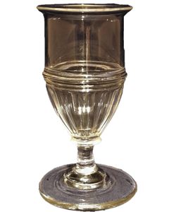 Antique Georgian Stemmed Wine Glass Panel Cuts Applied Pulley Rings circa 1780 - 1800 12.5 cm  100 ml capacity