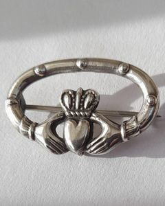 Antique Irish Silver Claddagh Brooch Pin Regd Design Number 431923 Possibly Dublin 1934
